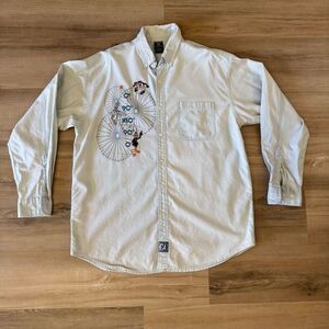 Vintage 1996 Warner Bros Looney Tunes Denim Long Sleeve Button Down Collar Shirt